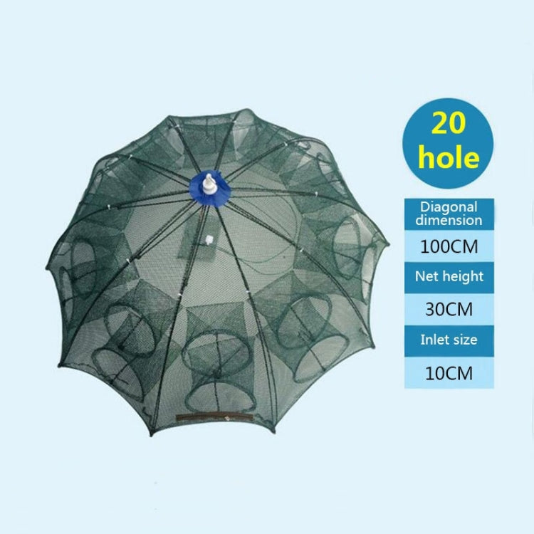 20 Holes Automatic Foldable Fishing Net Nylon Shrimp Crab Minnow Trap Fish Cast Net Fishing Tackle-Reluova