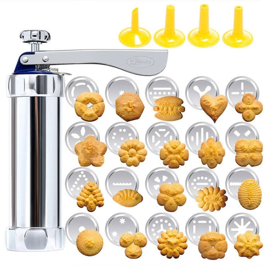 Multifunctional  Household Cookie Biscuit Machine Tool Mold Decorating Mounted DIY Baking with 20 Moulds & 4 Nozzles - Reluova