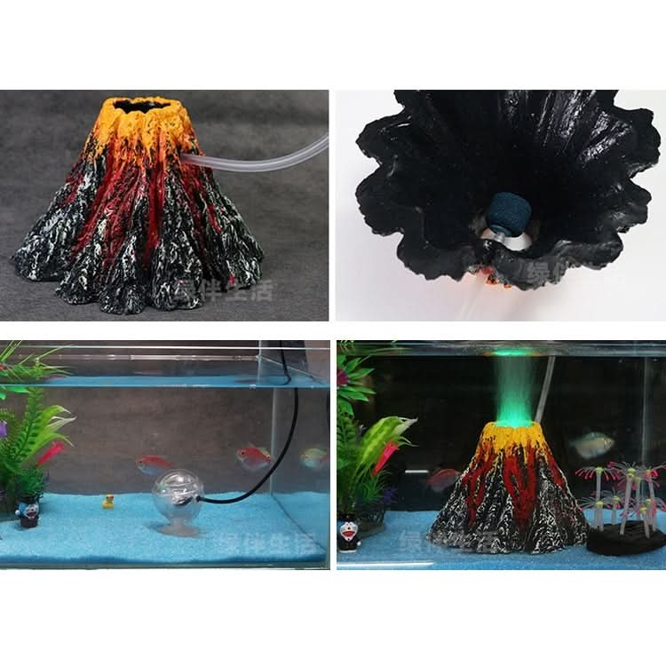 Artificial Tree Plant Grass Fish Tank Decoration Volcano Rock Landscape, Creative Rockery Resin Ornaments Aquarium Air Pump, Size: S, 8.5*5.5*2.0 cm - Reluova