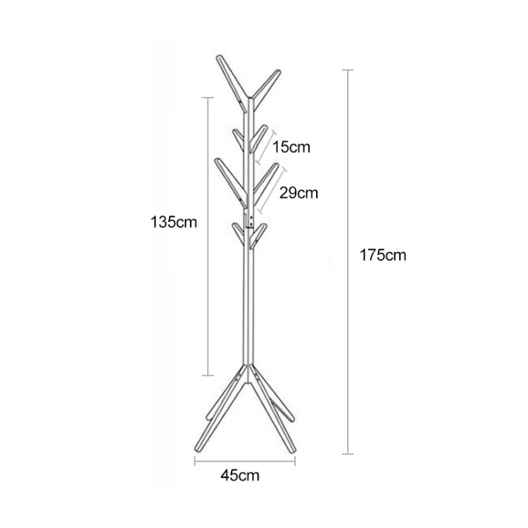 Creative Tree-shaped Solid Wood Floor Hatstand Clothes Hanging Rack,Size: 175x45x45cm