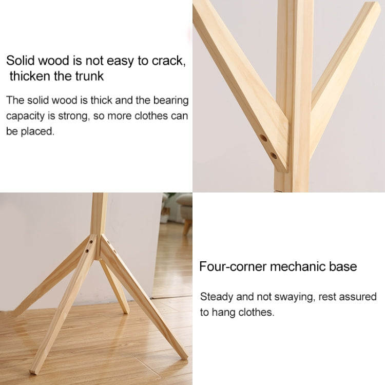 Creative Tree-shaped Solid Wood Floor Hatstand Clothes Hanging Rack,Size: 175x45x45cm