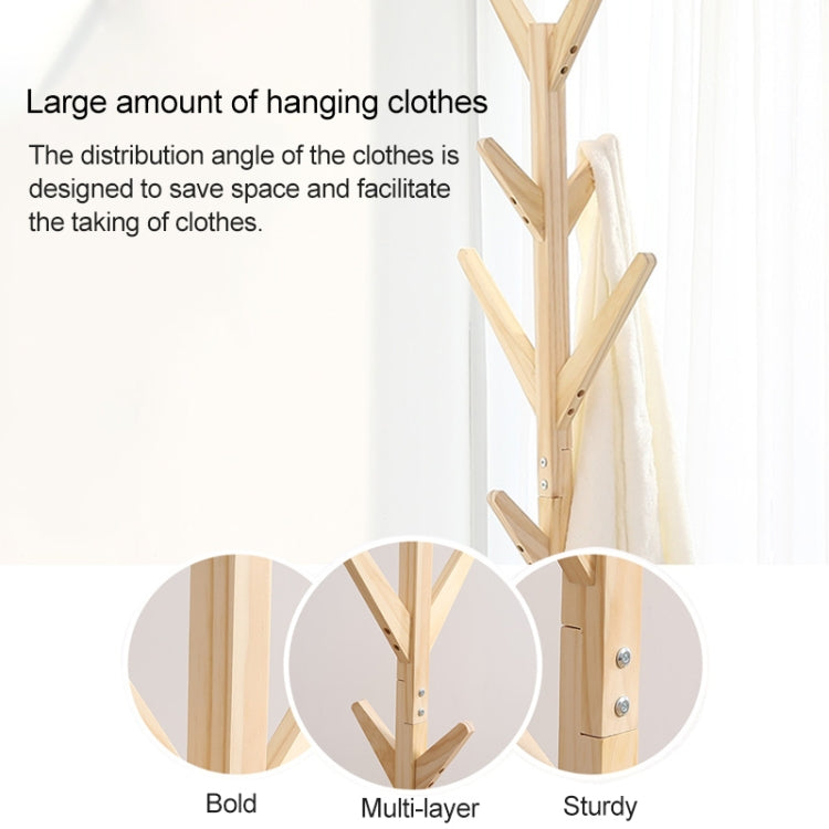 Creative Tree-shaped Solid Wood Floor Hatstand Clothes Hanging Rack,Size: 175x45x45cm