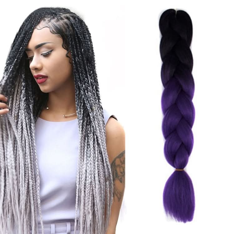 Fashion Color Gradient Individual Braid Wigs Chemical Fiber Big Braids, Length: 60cm(18Navy Blue+Sky Blue) Reluova