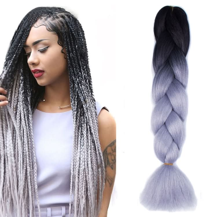 Fashion Color Gradient Individual Braid Wigs Chemical Fiber Big Braids, Length: 60cm(18Navy Blue+Sky Blue) Reluova