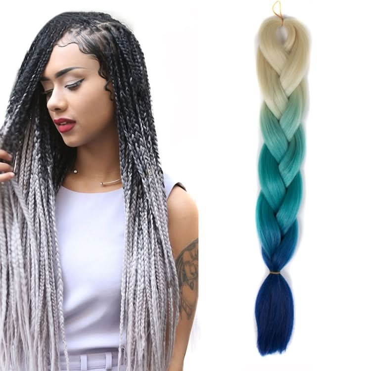 Fashion Color Gradient Individual Braid Wigs Chemical Fiber Big Braids, Length: 60cm(18Navy Blue+Sky Blue) Reluova