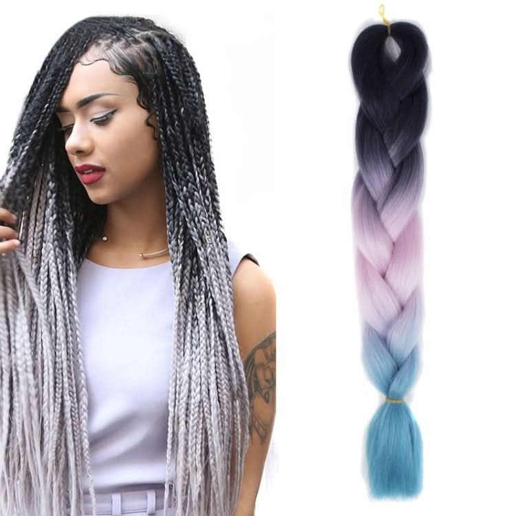 Fashion Color Gradient Individual Braid Wigs Chemical Fiber Big Braids, Length: 60cm(18Navy Blue+Sky Blue) Reluova