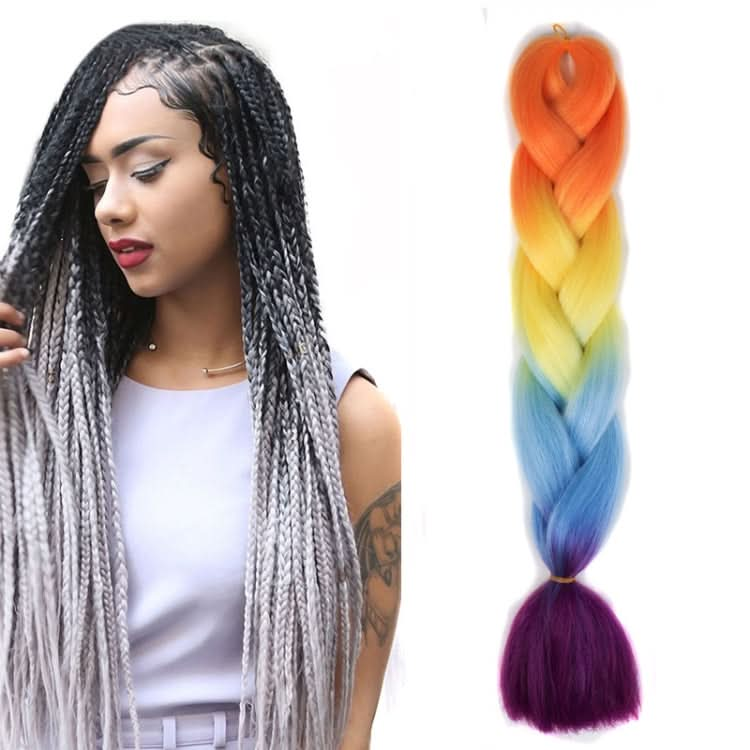 Fashion Color Gradient Individual Braid Wigs Chemical Fiber Big Braids, Length: 60cm(18Navy Blue+Sky Blue) Reluova