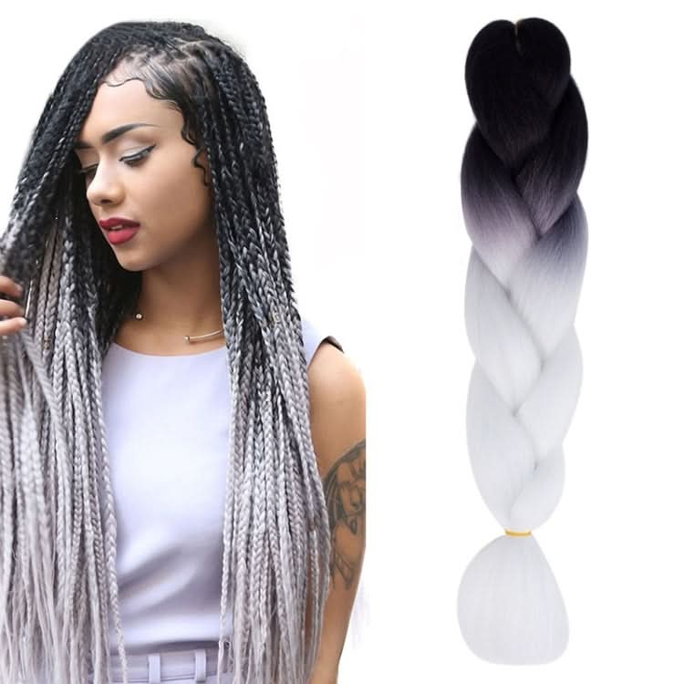 Fashion Color Gradient Individual Braid Wigs Chemical Fiber Big Braids, Length: 60cm(18Navy Blue+Sky Blue) Reluova