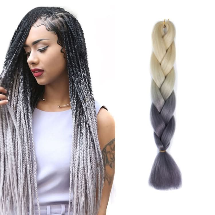 Fashion Color Gradient Individual Braid Wigs Chemical Fiber Big Braids, Length: 60cm(18Navy Blue+Sky Blue) Reluova