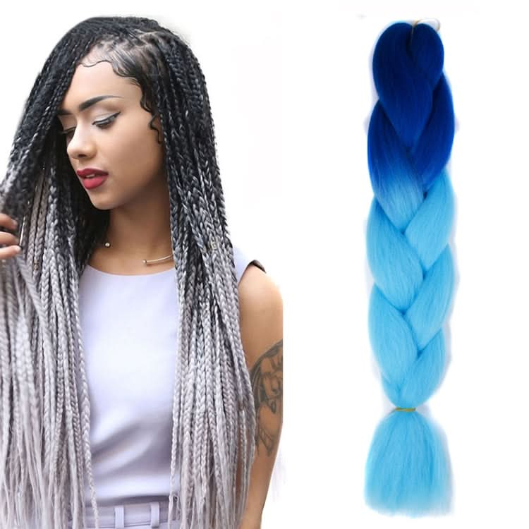 Fashion Color Gradient Individual Braid Wigs Chemical Fiber Big Braids, Length: 60cm(18Navy Blue+Sky Blue) Reluova