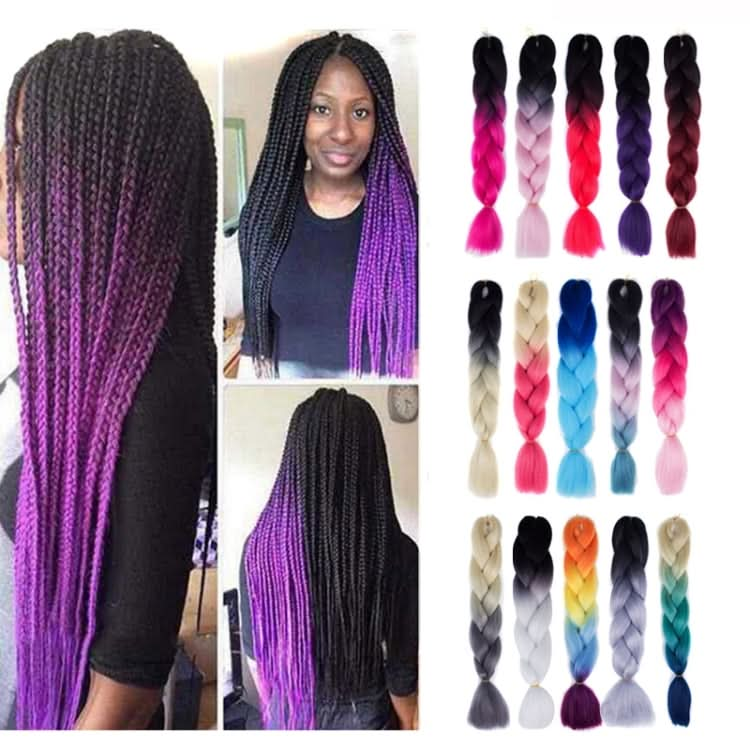 Fashion Color Gradient Individual Braid Wigs Chemical Fiber Big Braids, Length: 60cm(18Navy Blue+Sky Blue) Reluova