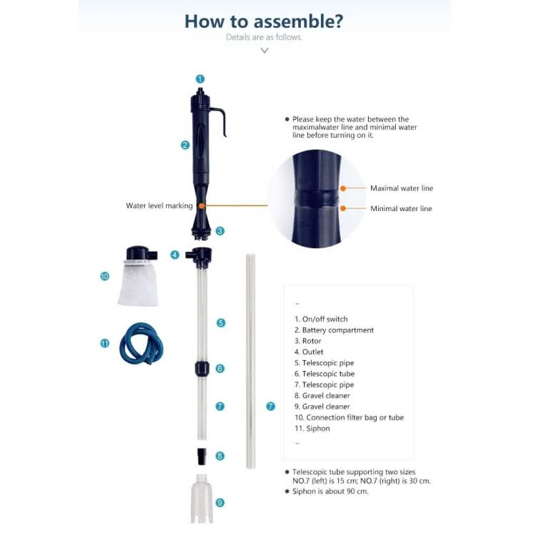 Electric Multi-functional Length Adjustable Fish Tank Cleaning Water Filter - Reluova