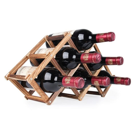 6 Bottles Racks Foldable Wine Stand Wooden Wine Holder Kitchen Bar Display Shelf - Reluova