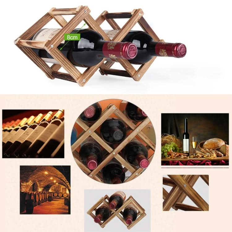 6 Bottles Racks Foldable Wine Stand Wooden Wine Holder Kitchen Bar Display Shelf-Reluova