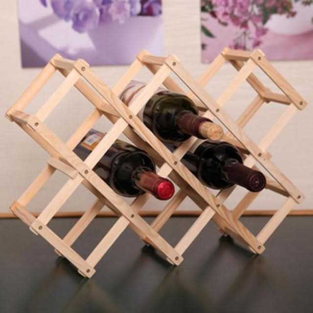 6 Bottles Racks Foldable Wine Stand Wooden Wine Holder Kitchen Bar Display Shelf-Reluova