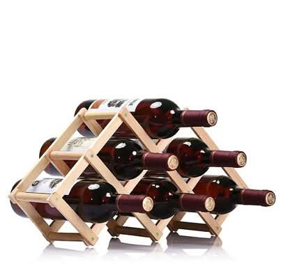 6 Bottles Racks Foldable Wine Stand Wooden Wine Holder Kitchen Bar Display Shelf-Reluova