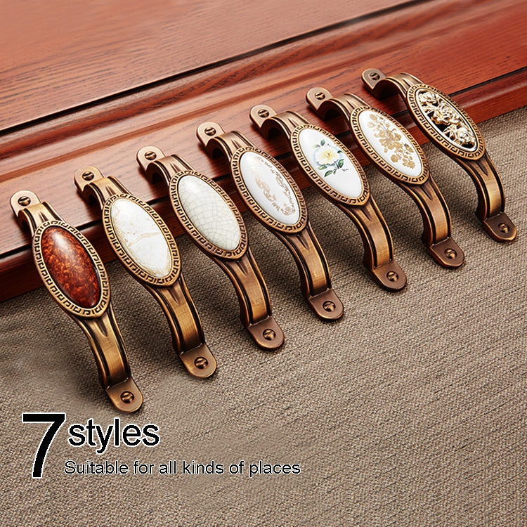 5008-96 Cabinet Zinc Alloy Retro Handle Coffee Cat Eye Handle (Coffee Fake Gold Flower)