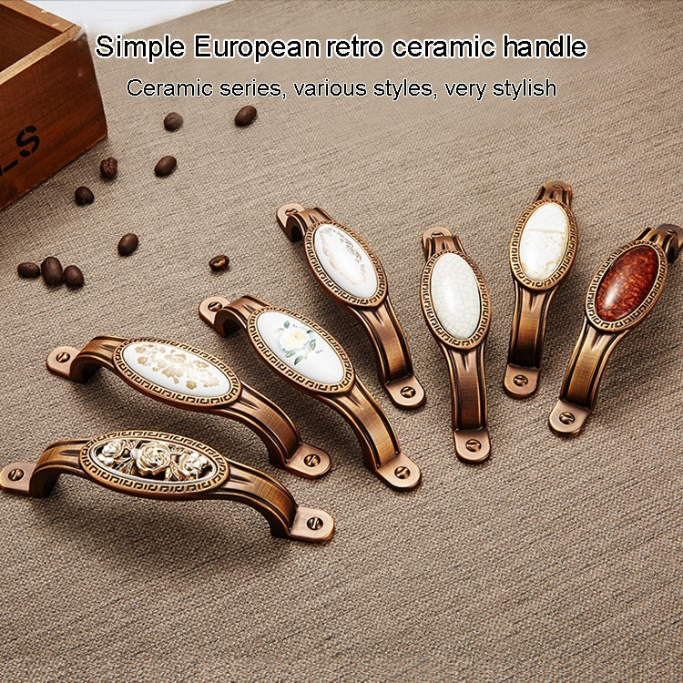 5008-96 Cabinet Zinc Alloy Retro Handle Coffee Cat Eye Handle (Coffee Fake Gold Flower) My Store