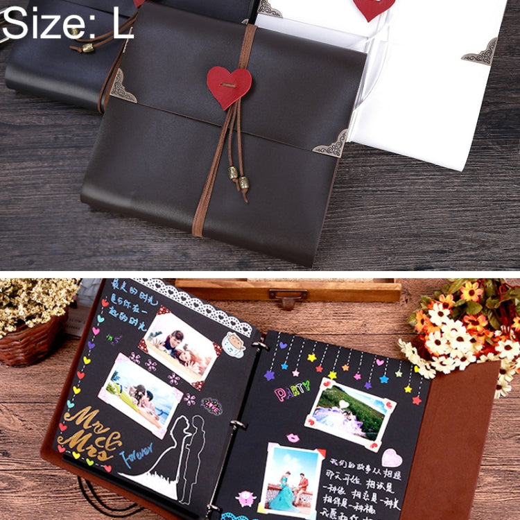 DIY Creativity Loose-leaf Imitation Leather Retro Love Heart Lock Pattern Commemorative Photo Album, Size: L