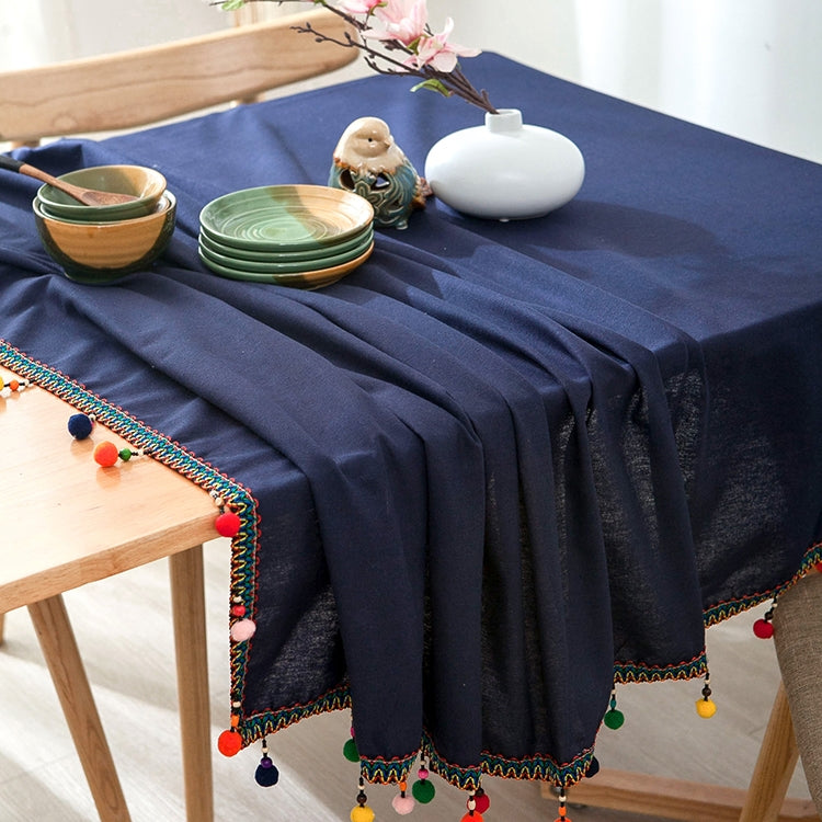 New Fashion European Ethnic Style Colorful Ball Tassel Cotton Tablecloth My Store