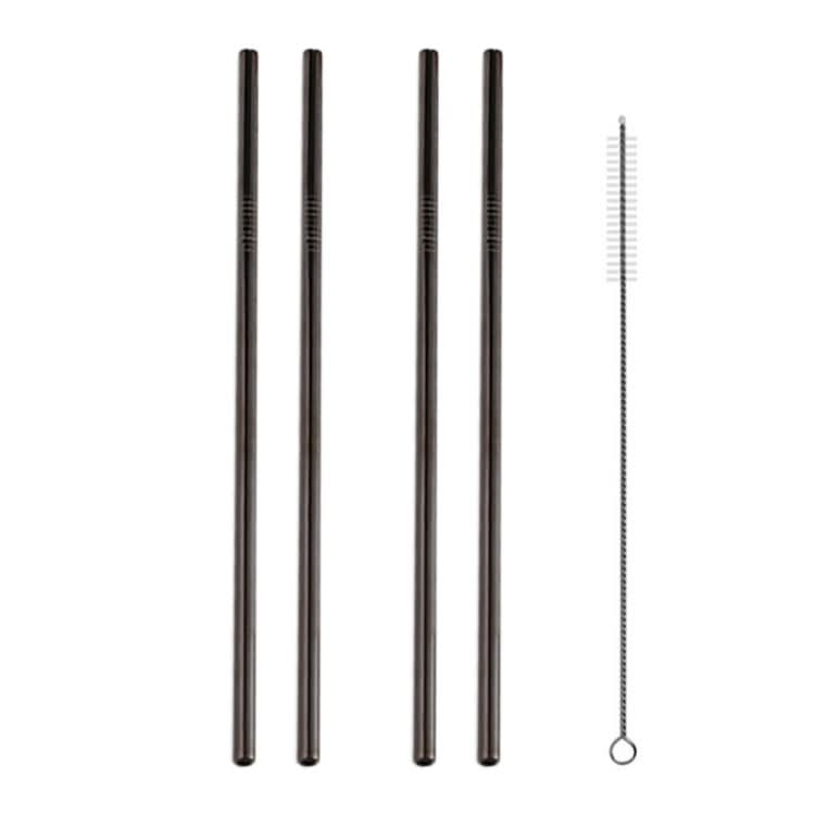 5pcs Reusable Stainless Steel Straight Drinking Straw + Cleaner Brush Set Kit,  215*6mm-Reluova