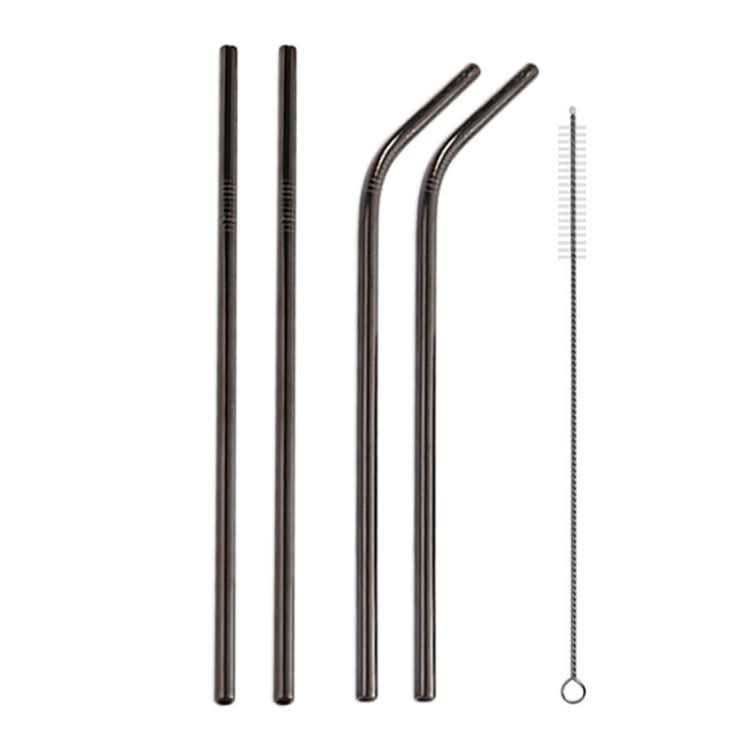 4pcs Reusable Stainless Steel Drinking Straw + Cleaner Brush Set Kit,  215*6mm-Reluova