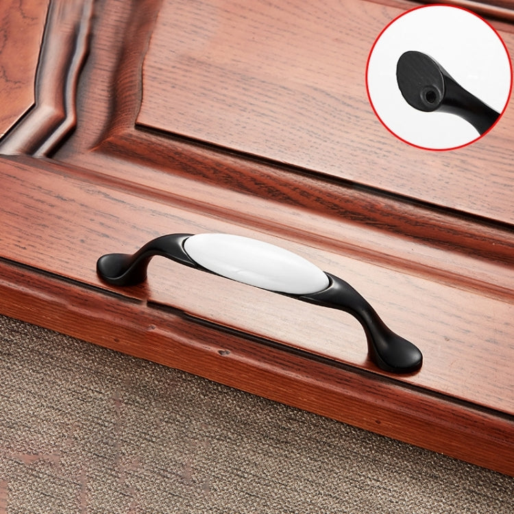 5006_96 Black and White Ceramic Closet Cabinet Handle Pitch: 96mm