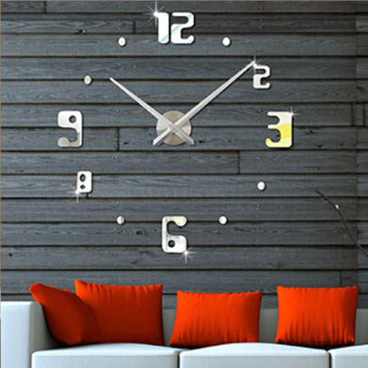 Bedroom Home Decor Frameless Large Number 3D Mirror DIY Wall Sticker Mute Clock, Size: 100*100cm