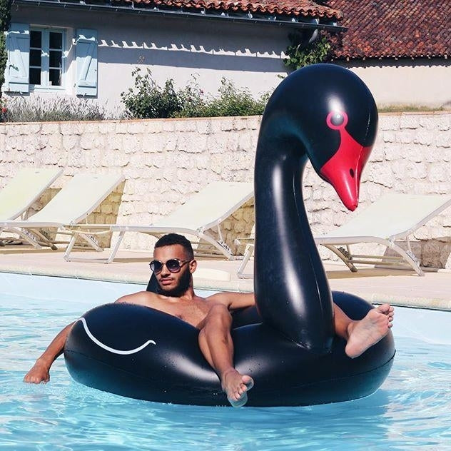 Swan Shaped Inflatable Floating Swimming Safety Pool Ring, Inflated Size: 110cm Reluova