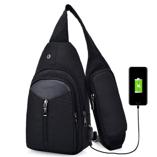 Portable Backpack Casual Outdoor Unisex Shoulder Bags Triangle Design Crossbody Bags Outdoor Sports Riding Shoulder Bag with External USB Charging Interface and Headphone Plug Reluova