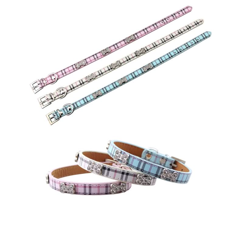 PU Leather with Bone Designs Pet Dog Collar Pet Products, Size: S, 1.5 * 37cm - Reluova