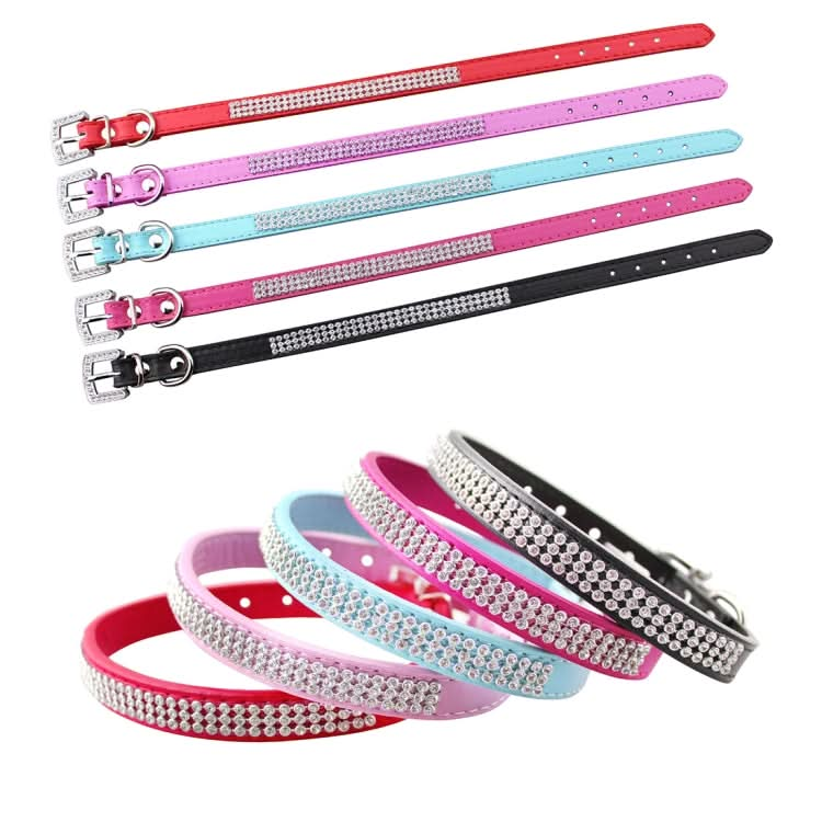 PU Diamond Studded Pet Collar Dog Collar Pet Products, Size: S, 1.5 * 37cm - Reluova