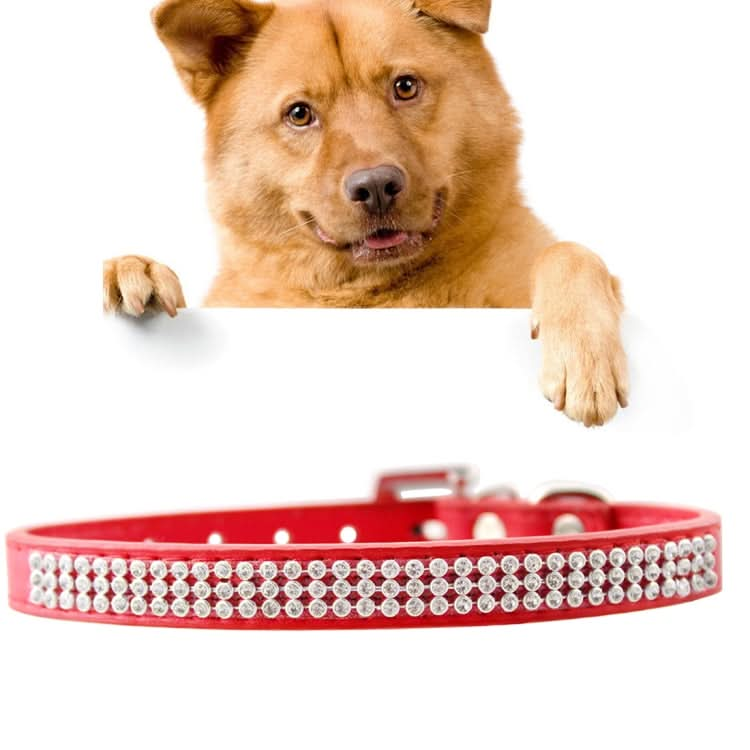 PU Diamond Studded Pet Collar Dog Collar Pet Products, Size: M, 2 * 42cm - Reluova