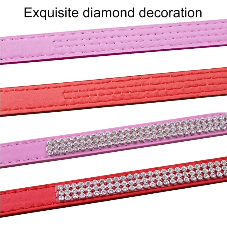 PU Diamond Studded Pet Collar Dog Collar Pet Products, Size: M, 2 * 42cm - Reluova