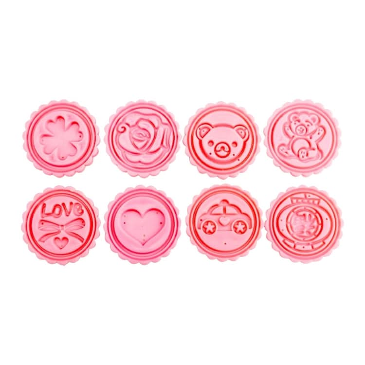 DIY Fondant Cake Mold Biscuit Cookie Cutters Baking Tools with 8 PCS Round Cartoon Patterns - Reluova