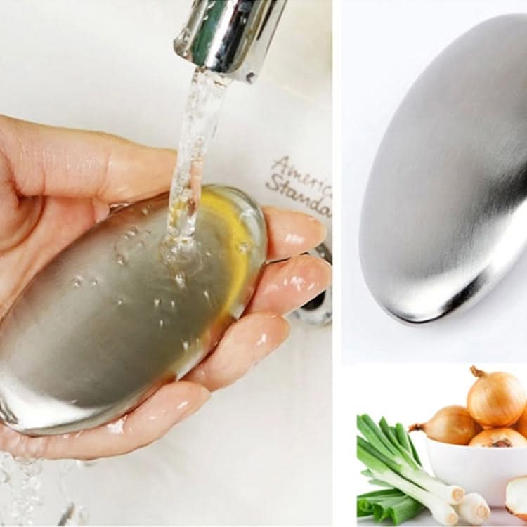 Portable Cleaning Stainless Steel Oval Hand Soap Eliminating Odour Remover, Random Style Delivery Reluova