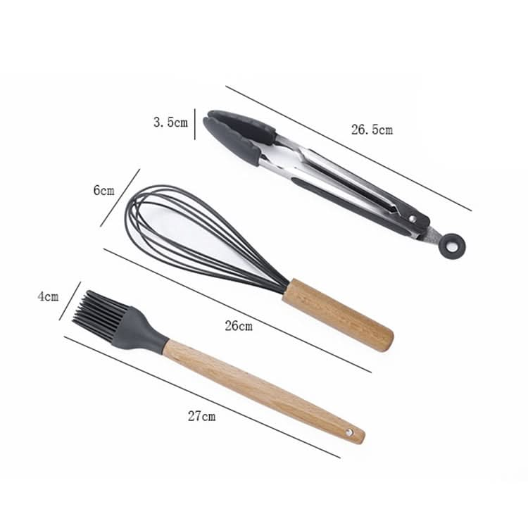 kn020 11 in 1 Wooden Handle Silicone Non-stick Spatula Spoon Kitchen Tool + Bucket Set Reluova