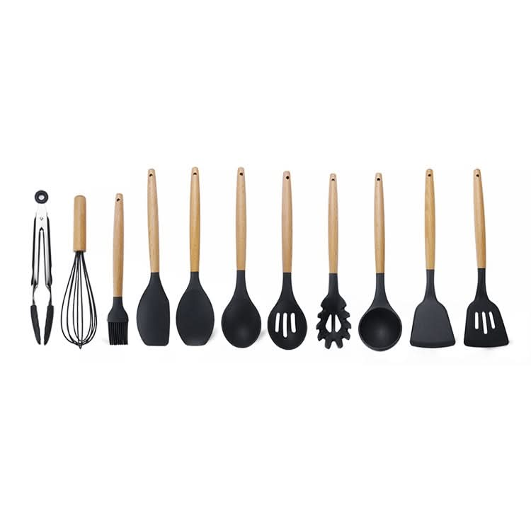 kn020 11 in 1 Wooden Handle Silicone Non-stick Spatula Spoon Kitchen Tool Set Reluova