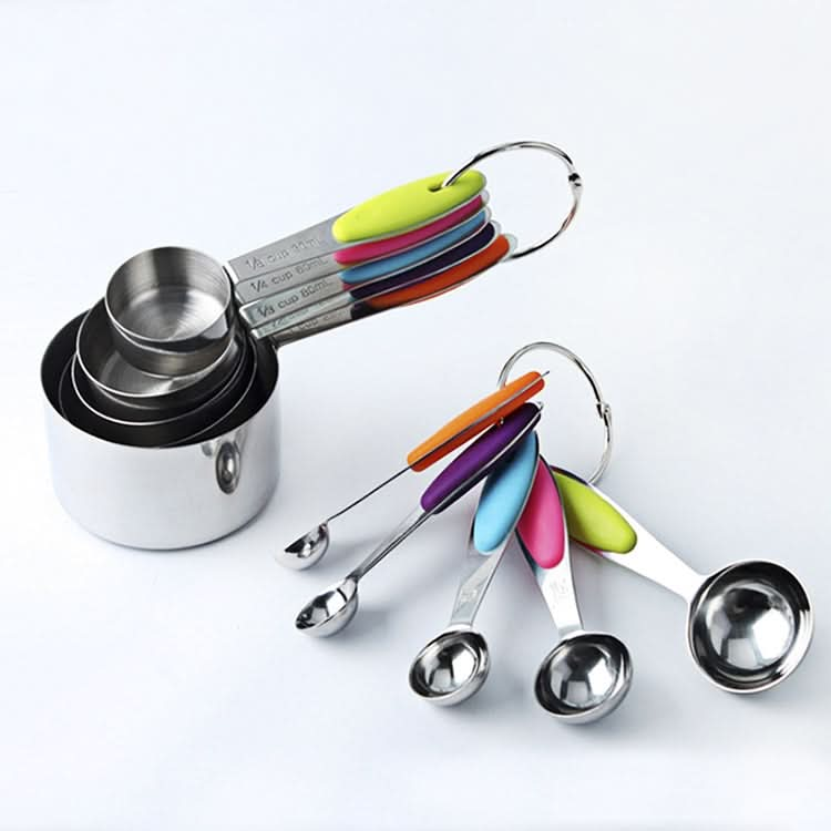 kn650 10 in 1 Colorful Stainless Steel Measuring Spoon Cake Mold Baking Tool Set - Reluova