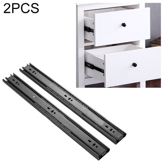 2pcs / Pair 14 inches 3-section Mute Cold Rolled Steel Sliding Drawer Slides Ball Slide Rail Length: 35cm My Store