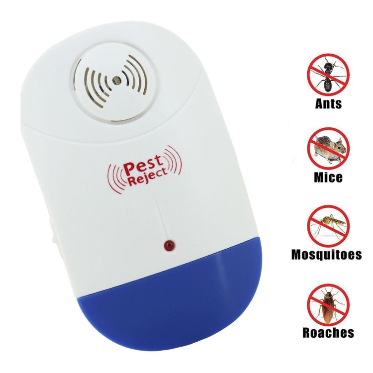 Electronic Ultrasonic Mosquito Rat Pest Control Repeller with LED Light, EU Plug AC90V-250V (White+Blue) My Store