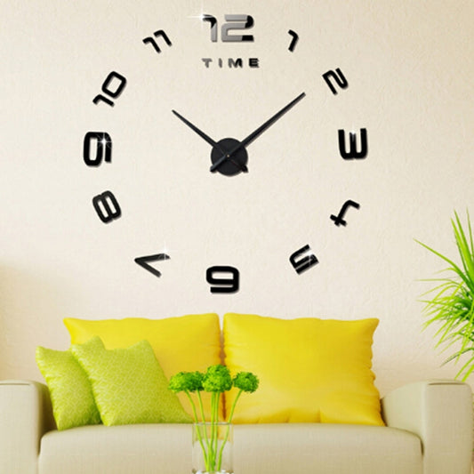 Bedroom Home Office Decoration Modern Frameless Large Number DIY 3D Mirror Wall Sticker Quiet Clock, Size: 100*100cm