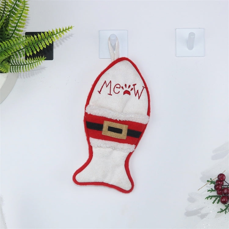 CX20223 Multi-function Fish Shape Christmas Sock Gift Bag Knife Fork Sleeve Christmas Tree Pendant Decoration My Store