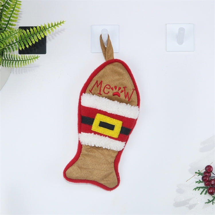 CX20223 Multi-function Fish Shape Christmas Sock Gift Bag Knife Fork Sleeve Christmas Tree Pendant Decoration