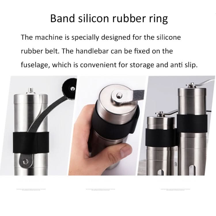 Portable Conical Burr Mill Manual Stainless Steel Hand Crank Coffee Bean Grinder with Silicone Ring, Capacity: 40g - Reluova