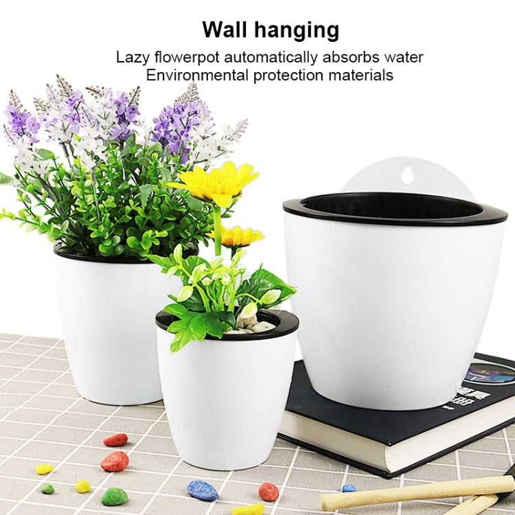 Self-Watering Planter Grow Plants Lazy Flower Pots Wall-hanging Round Resin Plastic Flower Pots, Size: 11x8x10.5cm My Store