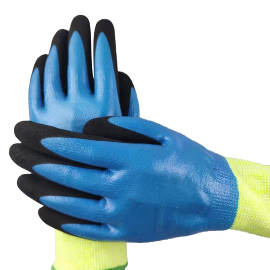 1 Pairs HEEP Ding Qing + Frosted anti-cut 2 Times Dipping Anti-cutting Waterproof Oil Resistant Non-slip Gloves