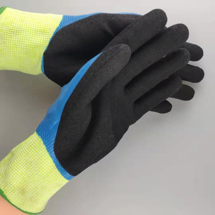 1 Pairs HEEP Ding Qing + Frosted anti-cut 2 Times Dipping Anti-cutting Waterproof Oil Resistant Non-slip Gloves