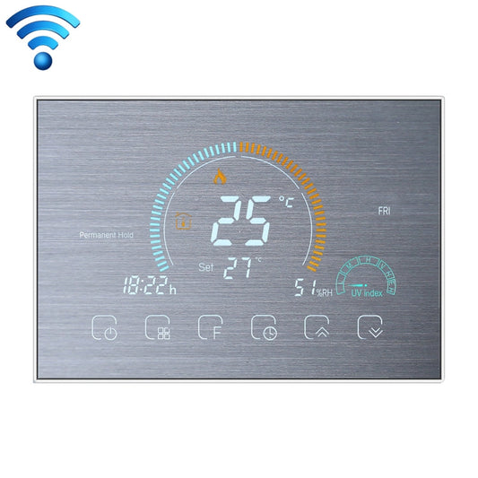 BHT-8000-GALW-SS Brushed Stainless Steel Mirror Control Water Heating Energy-saving and Environmentally-friendly Smart Home Negative Display LCD Screen Round Room Thermostat with WiFi My Store