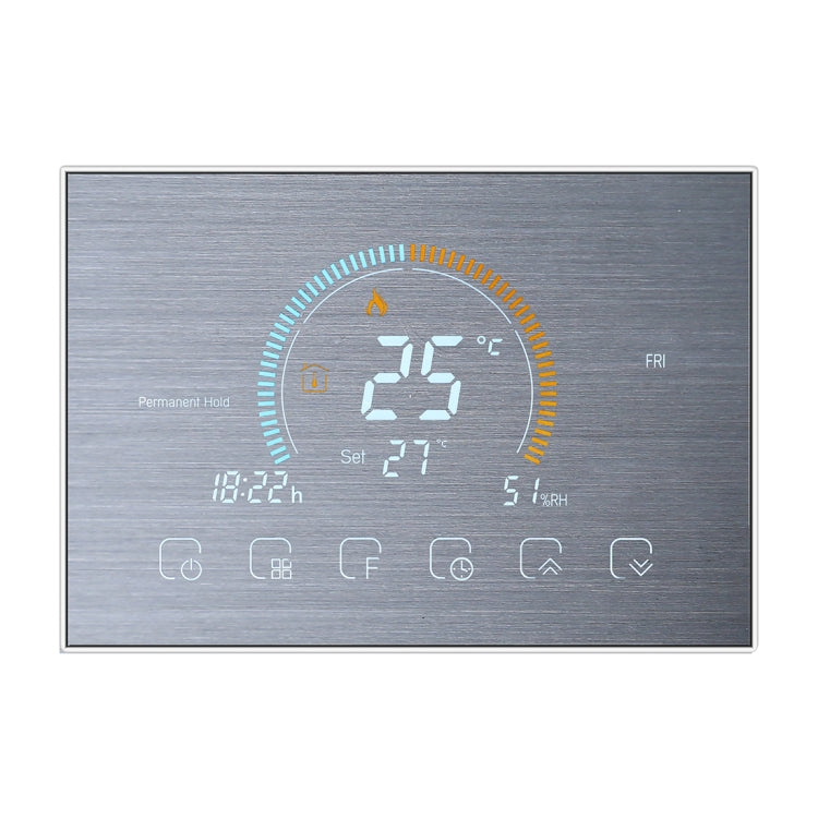 BHT-8000-GA-SS Brushed Stainless Steel Mirror Control Water Heating Energy-saving and Environmentally-friendly Smart Home Negative Display LCD Screen Round Room Thermostat without WiFi My Store